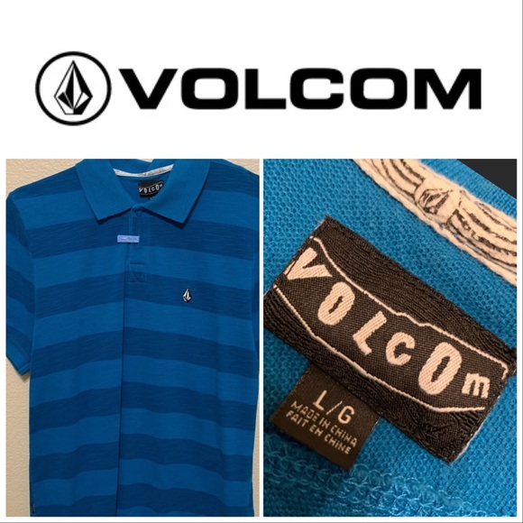 Volcom Other - Large Volcom Blue Striped SS Polo Shirt